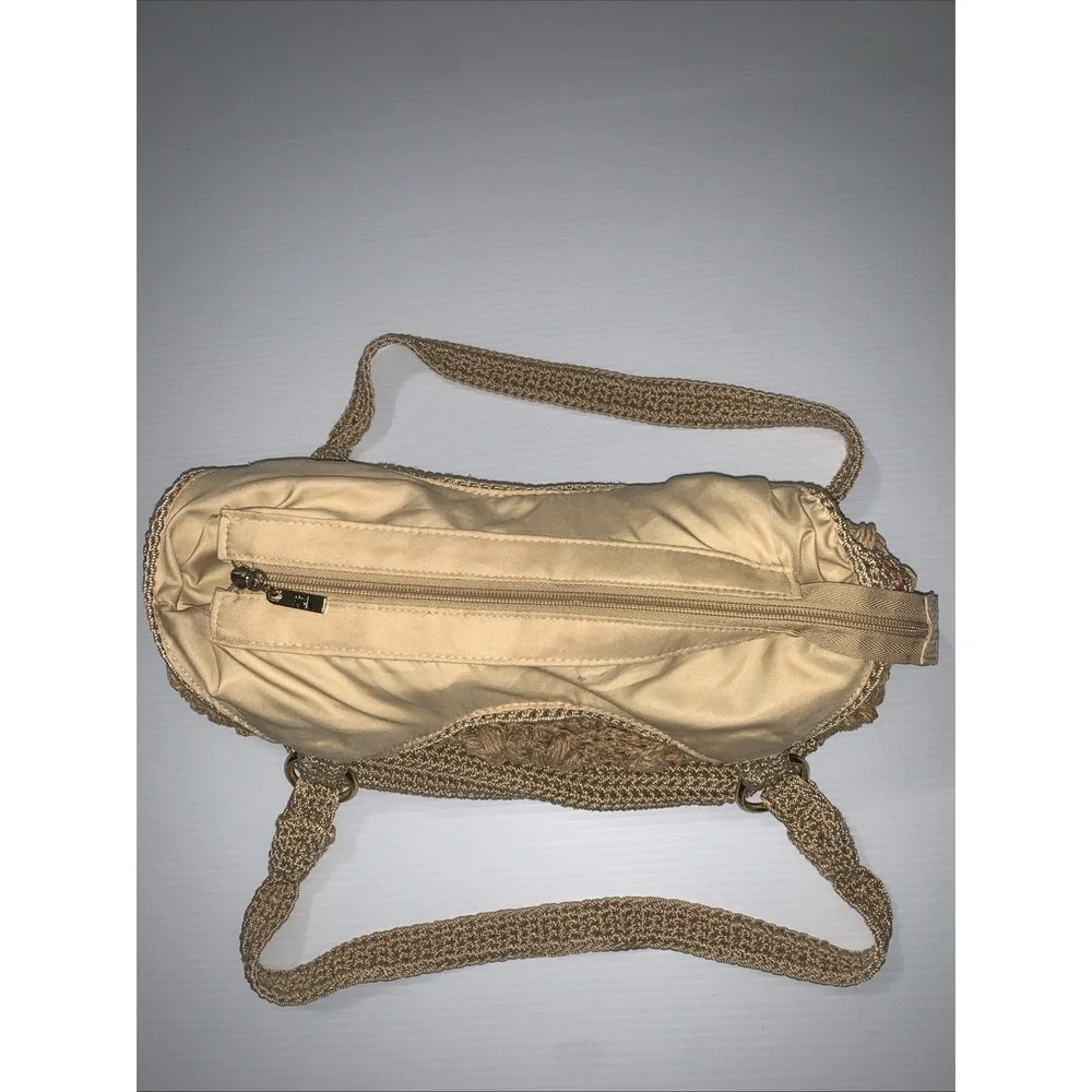 The Sak Crochet Hobo Shoulder Bag Boho Purse Floral Tan Chic Beach Summer Casual